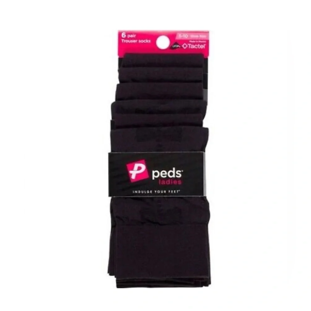 Peds Women's black‎ Knee High Trouser Socks 6 Pairs size 5-10. new